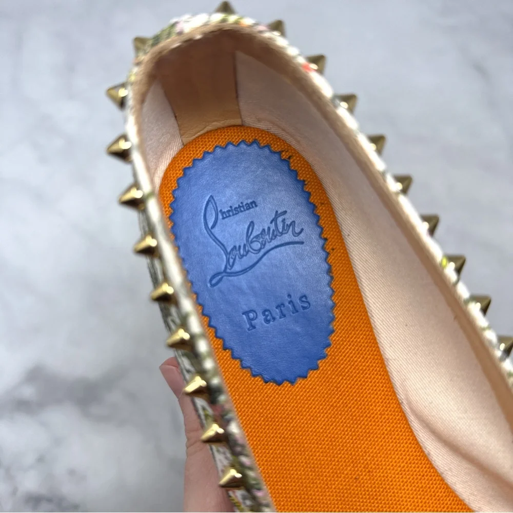 Christian Louboutin Loubi Jungle Ares Spike Studded Flat Espadrille Shoes 41